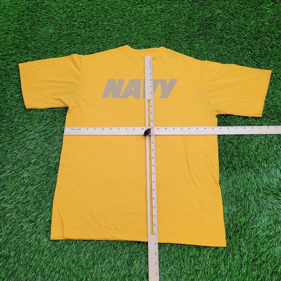 USN US Navy Shirt S/M 19x25 Yellow Spellout - Picture 3 of 13